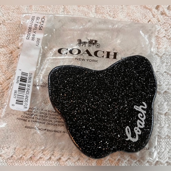 Coach Black Glitter Butterfly Mirror NWOT - Picture 2 of 5
